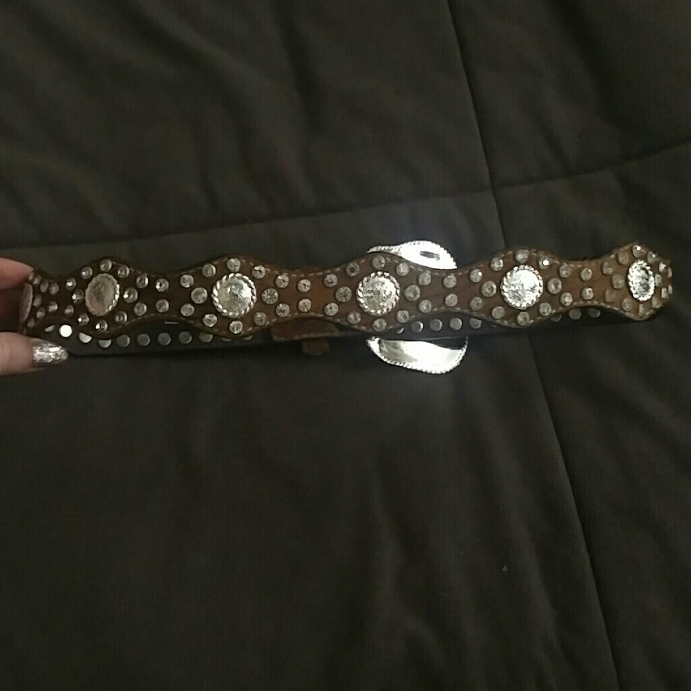 Pony hair rhinestone western belt
